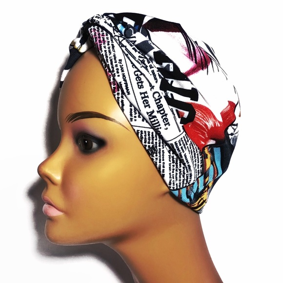 OKIYAH Accessories - Women’s Satin No Tie Turban Head Wrap Chemo Bonnet
